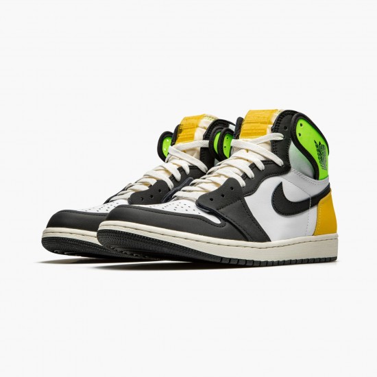 Nike Jordan 1 Retro High White Black Volt University Gold 555088-118 Joggesko