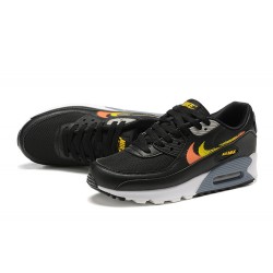 Herre Air Max 90 Svart Gul and Oransje Joggesko