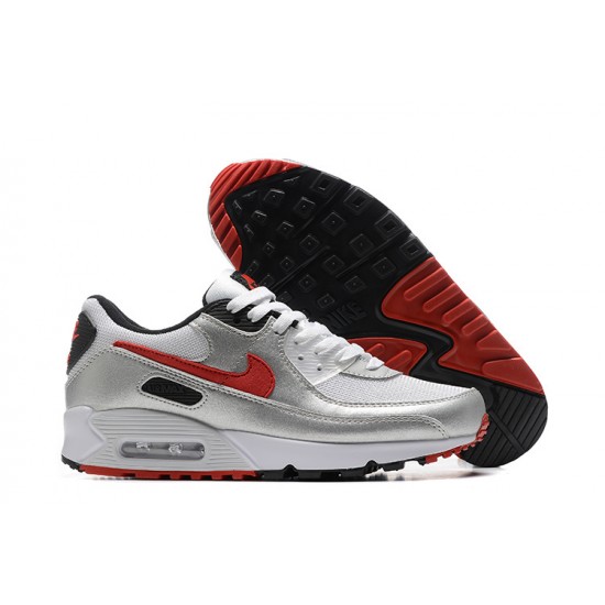 Herre Air Max 90 Sølv Red Joggesko