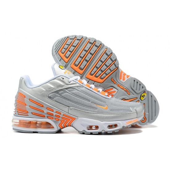 Herre Air Max Plus 3 Grå Oransje and Sølv Joggesko