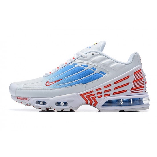 Herre Air Max Plus 3 Hvit Blå and Red Joggesko