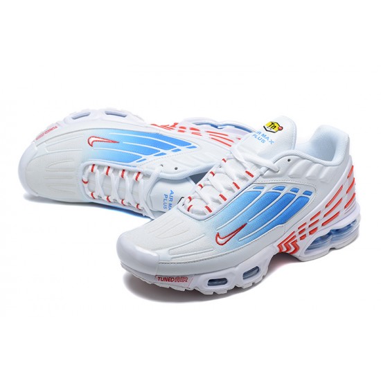 Herre Air Max Plus 3 Hvit Blå and Red Joggesko