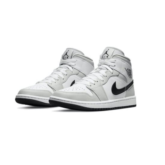 Nike Jordan 1 Mid Grey Fog (W) White hvit BQ6472 015 Menn Dame