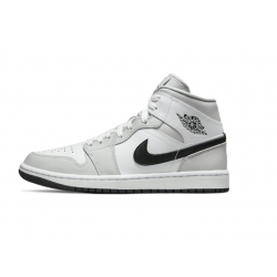 Nike Jordan 1 Mid Grey Fog' (W) White hvit BQ6472 015 Menn Dame