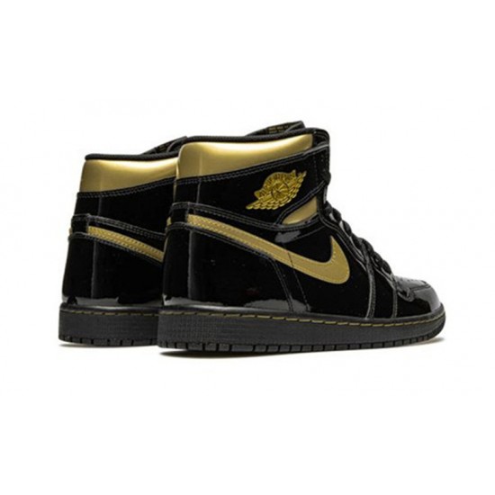 Nike Jordan 1 High Black Metallic Gold svart 555088 032 Menn Dame