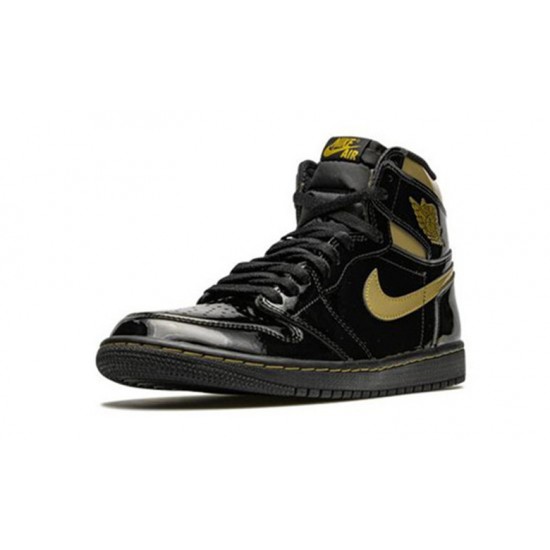 Nike Jordan 1 High Black Metallic Gold svart 555088 032 Menn Dame