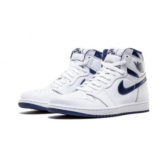 Nike Jordan 1 High Metallic Navy WHITE hvit 555088 106 Menn Dame