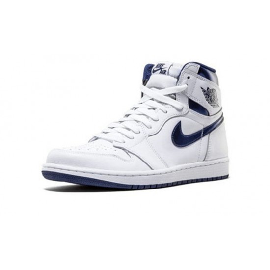 Nike Jordan 1 High Metallic Navy WHITE hvit 555088 106 Menn Dame