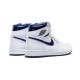 Nike Jordan 1 High Metallic Navy WHITE hvit 555088 106 Menn Dame