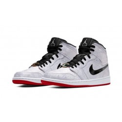 Nike Jordan 1 Mid X CLOT White SILVER Silver CU2804 100 Menn Dame