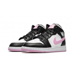 Nike Jordan 1 Mid White Black Light Arctic Pink White hvit 555112 103 Menn Dame