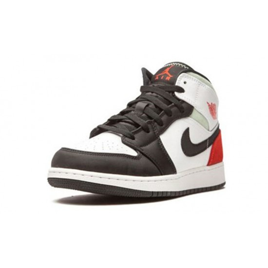 Nike Jordan 1 Mid White Red Black hvit BQ6931 100 Menn Dame