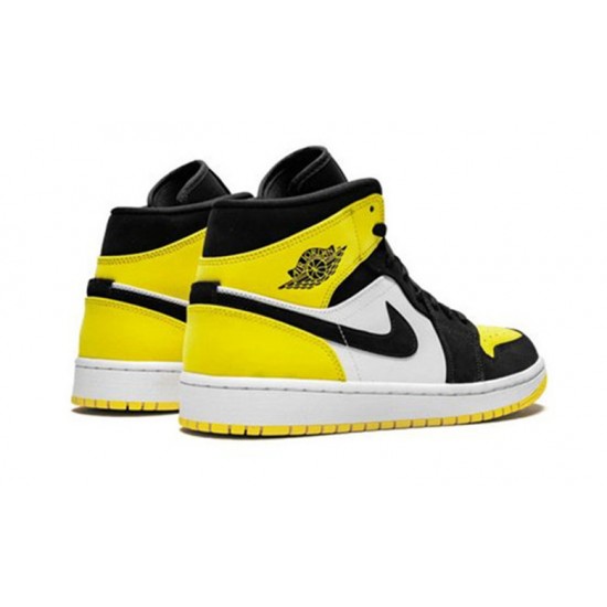 Nike Jordan 1 Mid Yel Toe BLACK svart 852542 071 Menn Dame