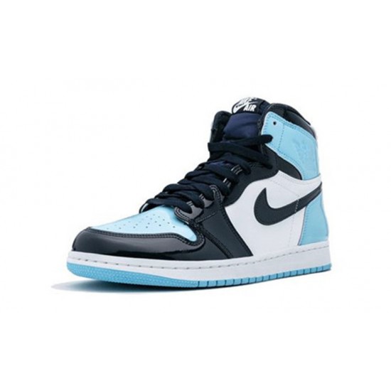 Nike Jordan 1 High UNC Patent Leather OBSIDIAN blå CD0461 401 Menn Dame