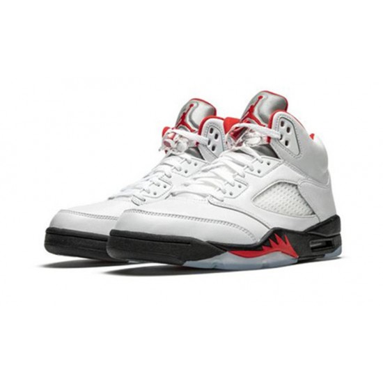 Nike Jordan 5 Fire Red TRUE WHITE hvit DA1911 102 Menn Dame