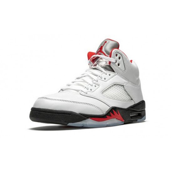 Nike Jordan 5 Fire Red TRUE WHITE hvit DA1911 102 Menn Dame